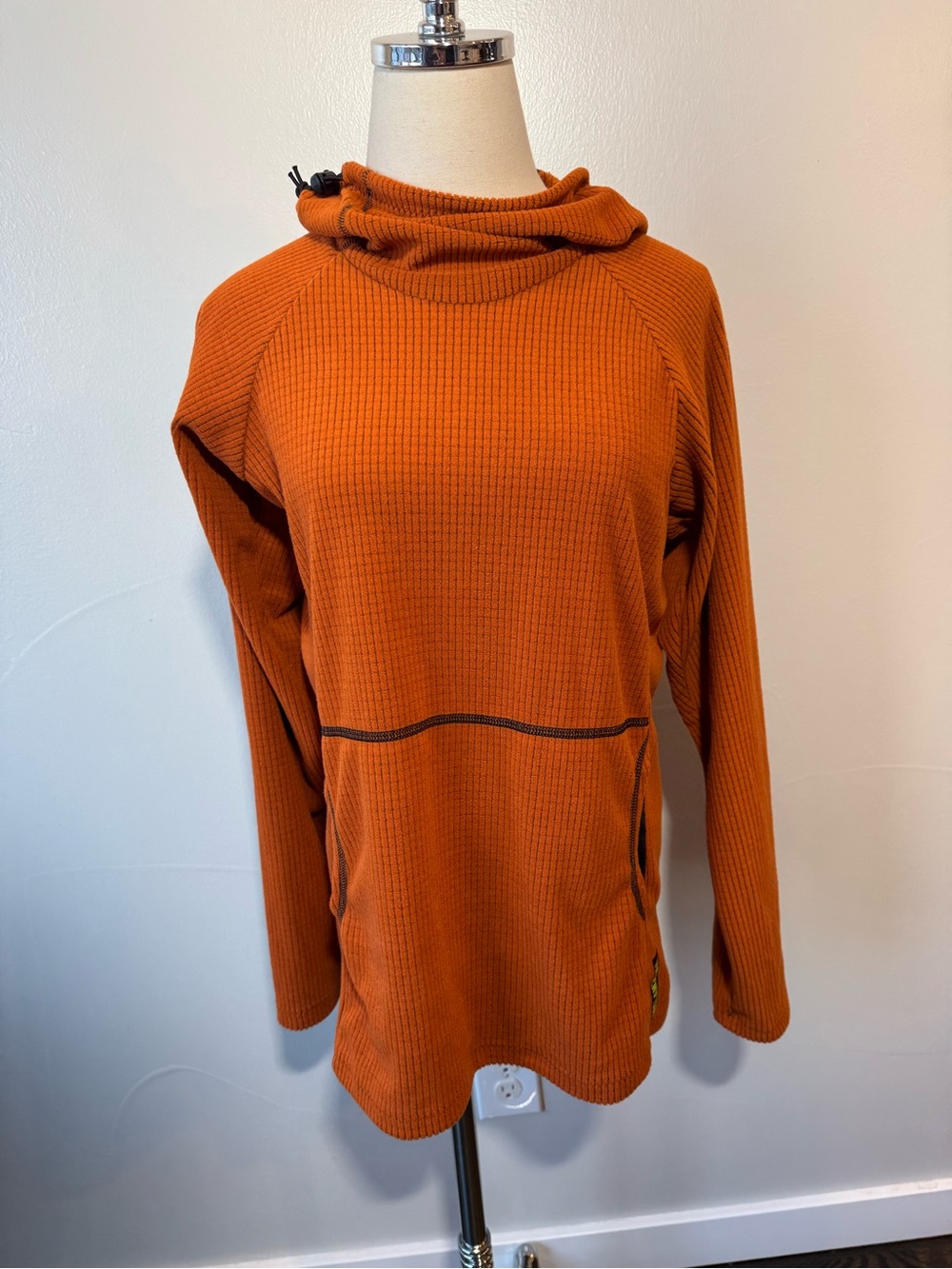 Melanzana Micro Grid Hoodie in Orange Size Medium